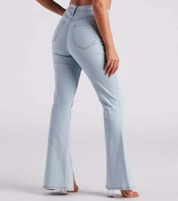 Bri High-Rise Split Hem Flare Jeans by Windsor Denim - Image 3