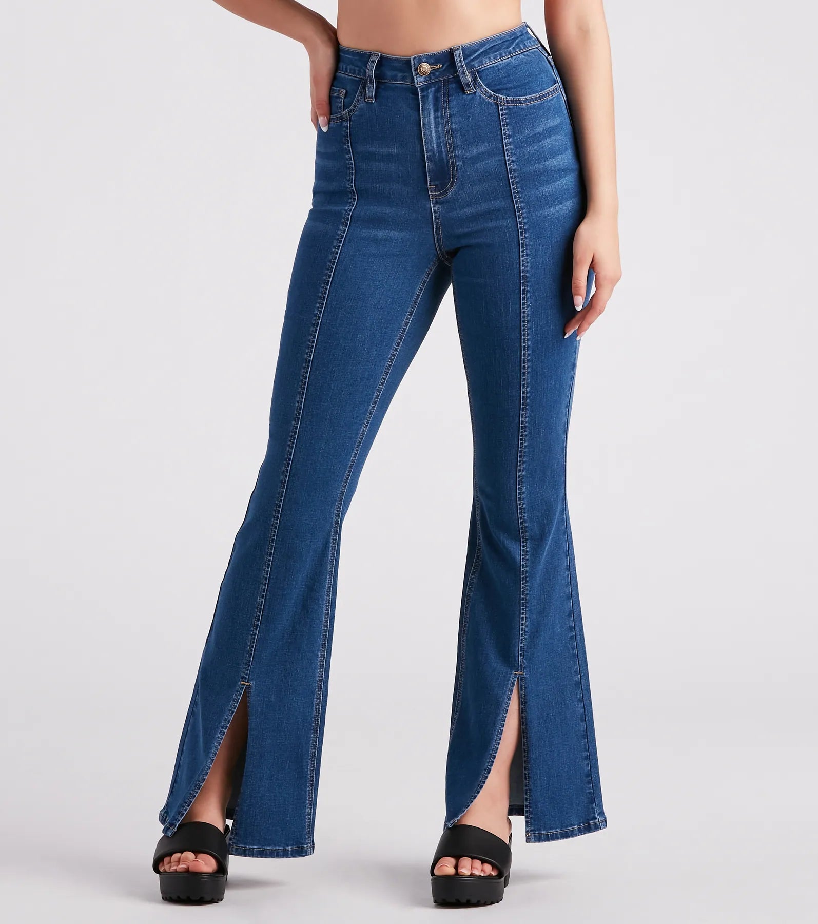 Bri High-Rise Split Hem Flare Jeans by Windsor Denim - Image 5