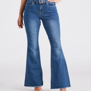 Bri Mid Rise Belted Flare Jeans By Windsor Denim