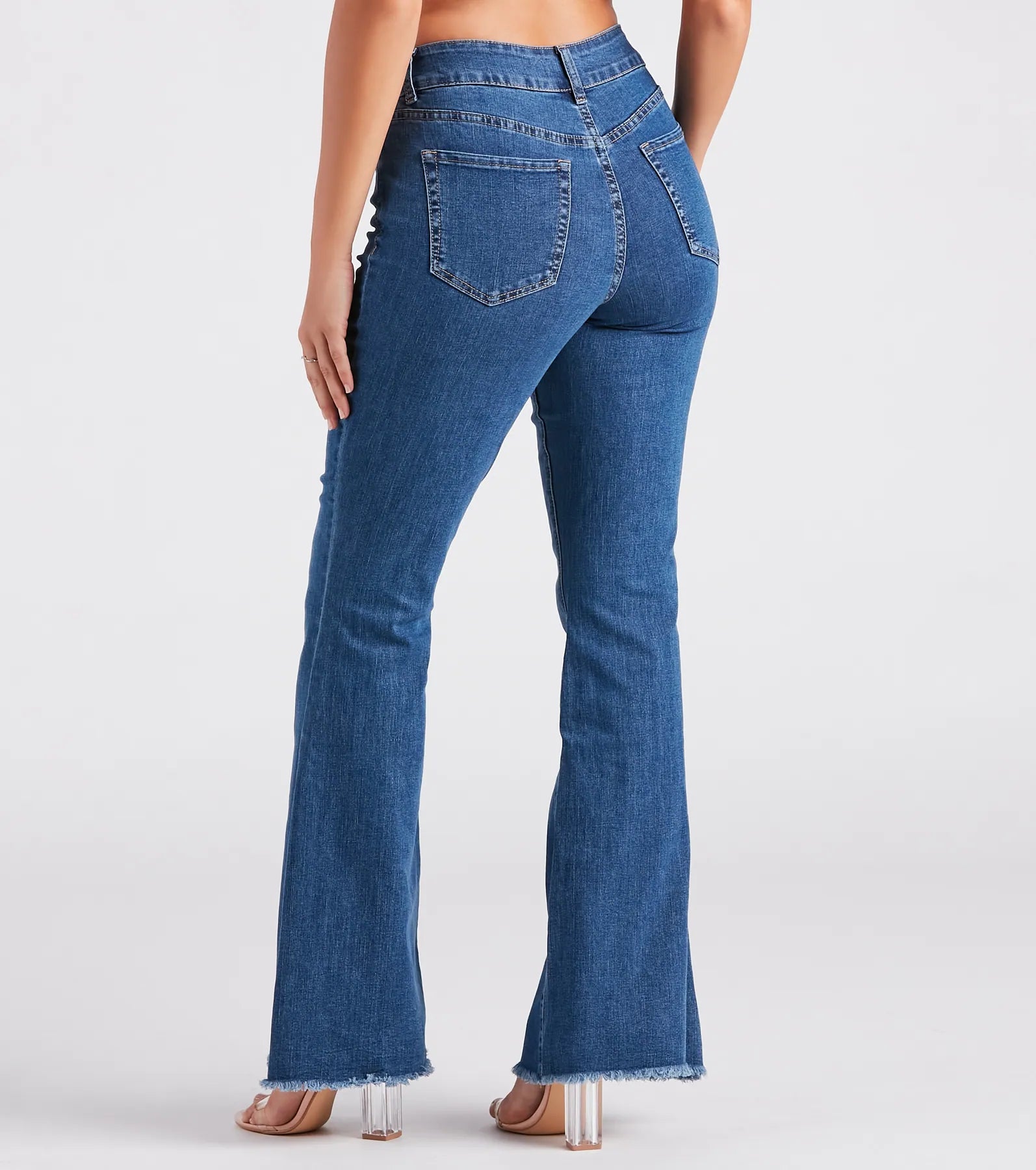 Bri Mid Rise Belted Flare Jeans By Windsor Denim - Image 3