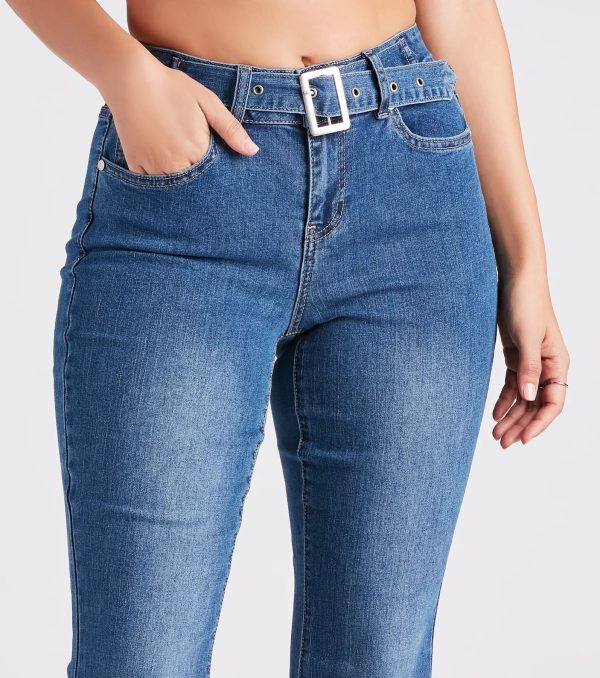 Bri Mid Rise Belted Flare Jeans By Windsor Denim - Image 4
