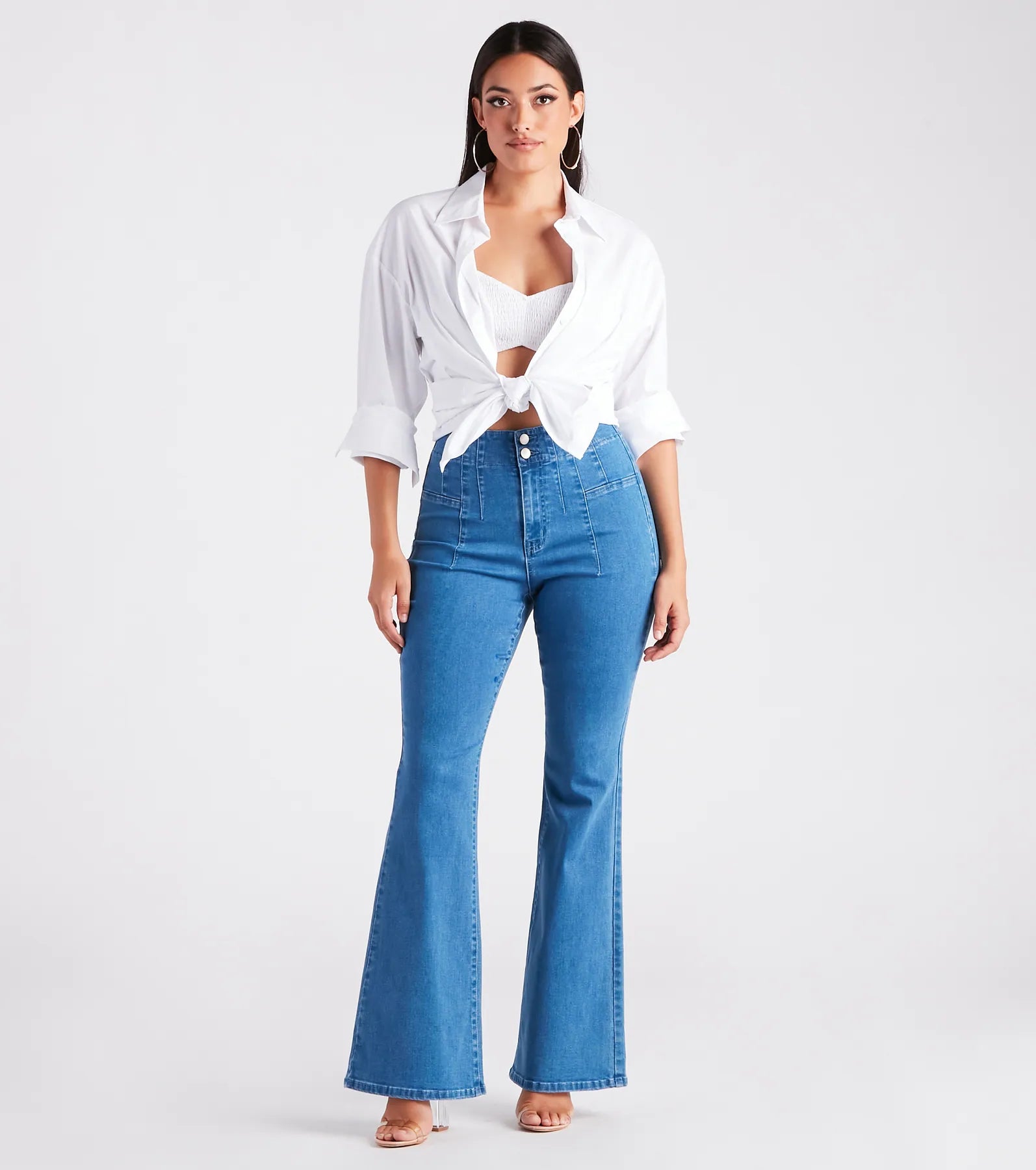 Bri High-Rise Button-Up Flare Jeans by Windsor Denim - Image 2