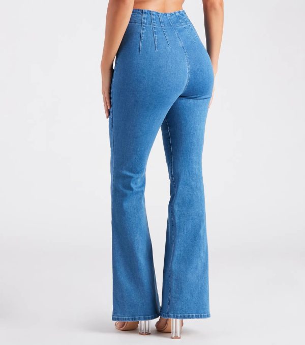 Bri High-Rise Button-Up Flare Jeans by Windsor Denim - Image 3
