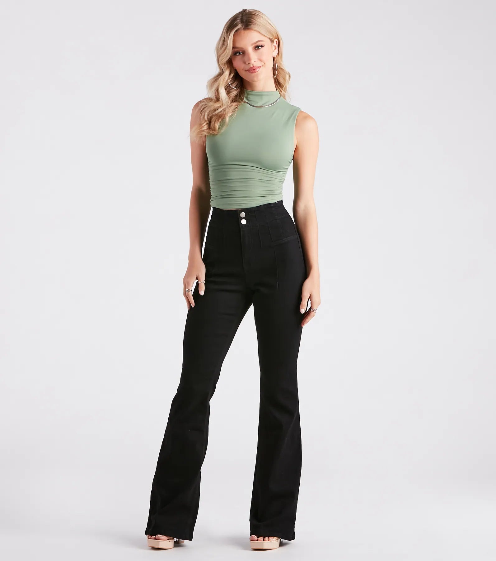 Bri High-Rise Button-Up Flare Jeans by Windsor Denim - Image 6