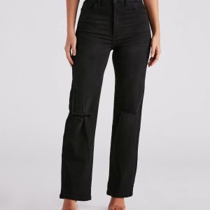 There She Goes High-Rise Slit Boyfriend Jeans