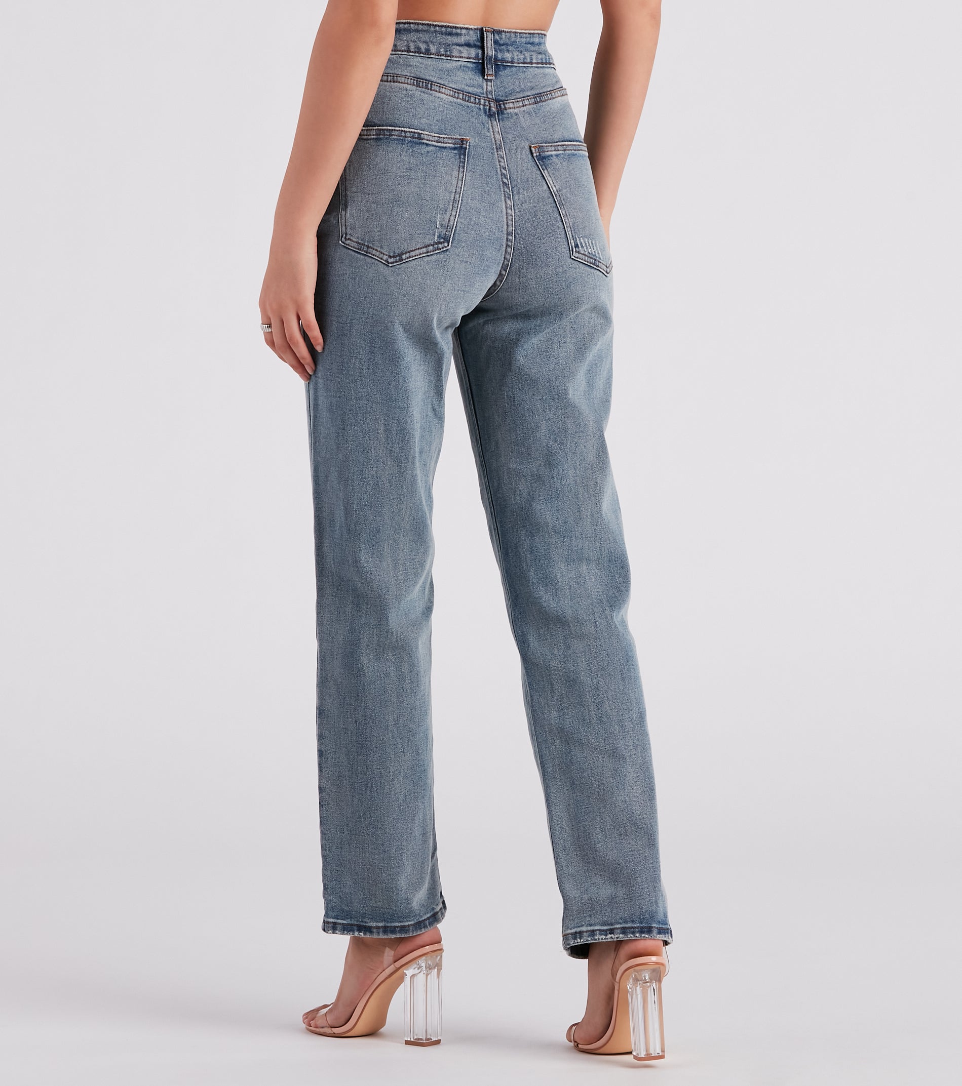 90s Glam Rhinestone Beaded Straight-Leg Jeans - Image 3