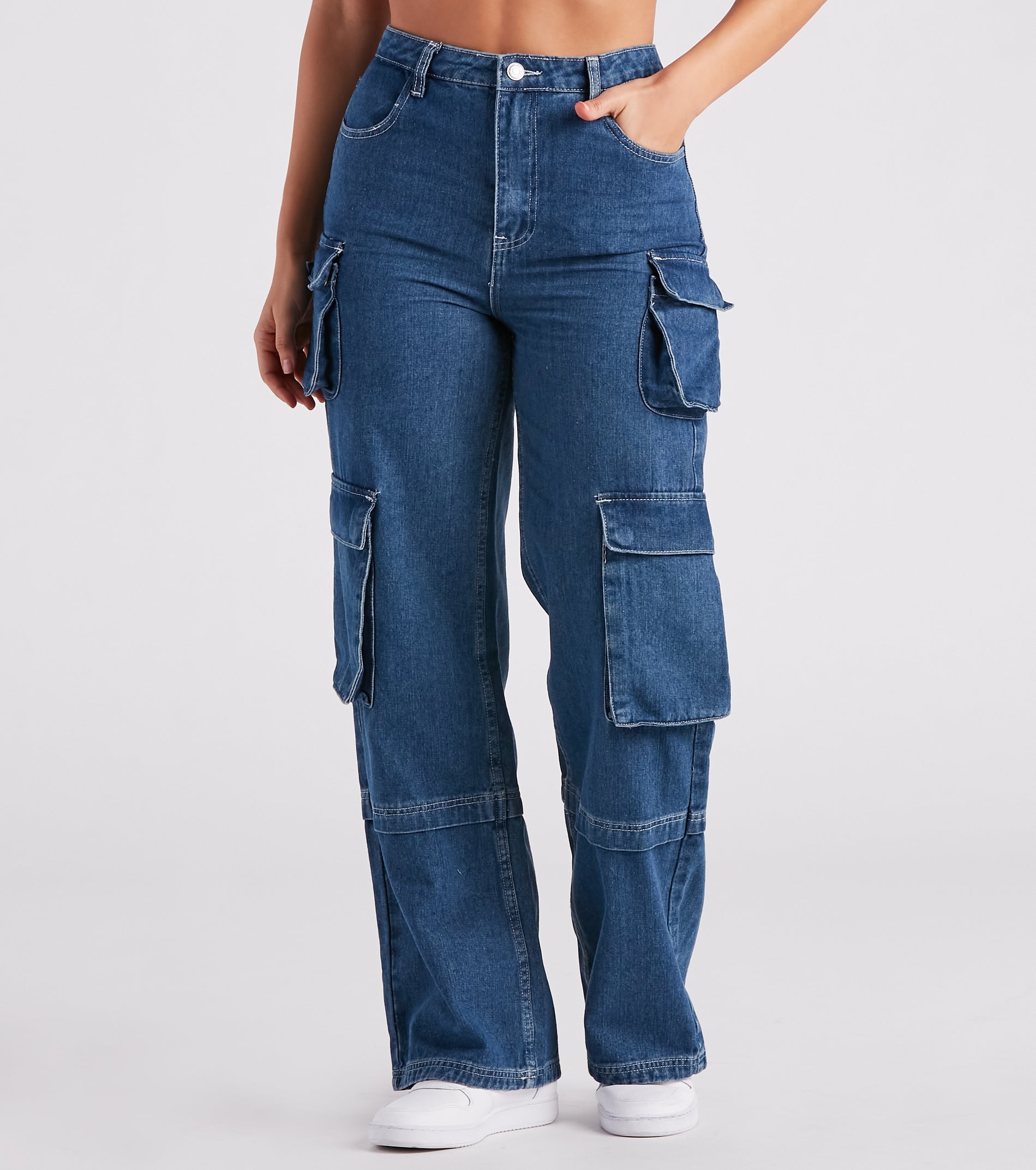 Streetwear Chick Mid-Rise Cargo Denim Jeans - Image 2
