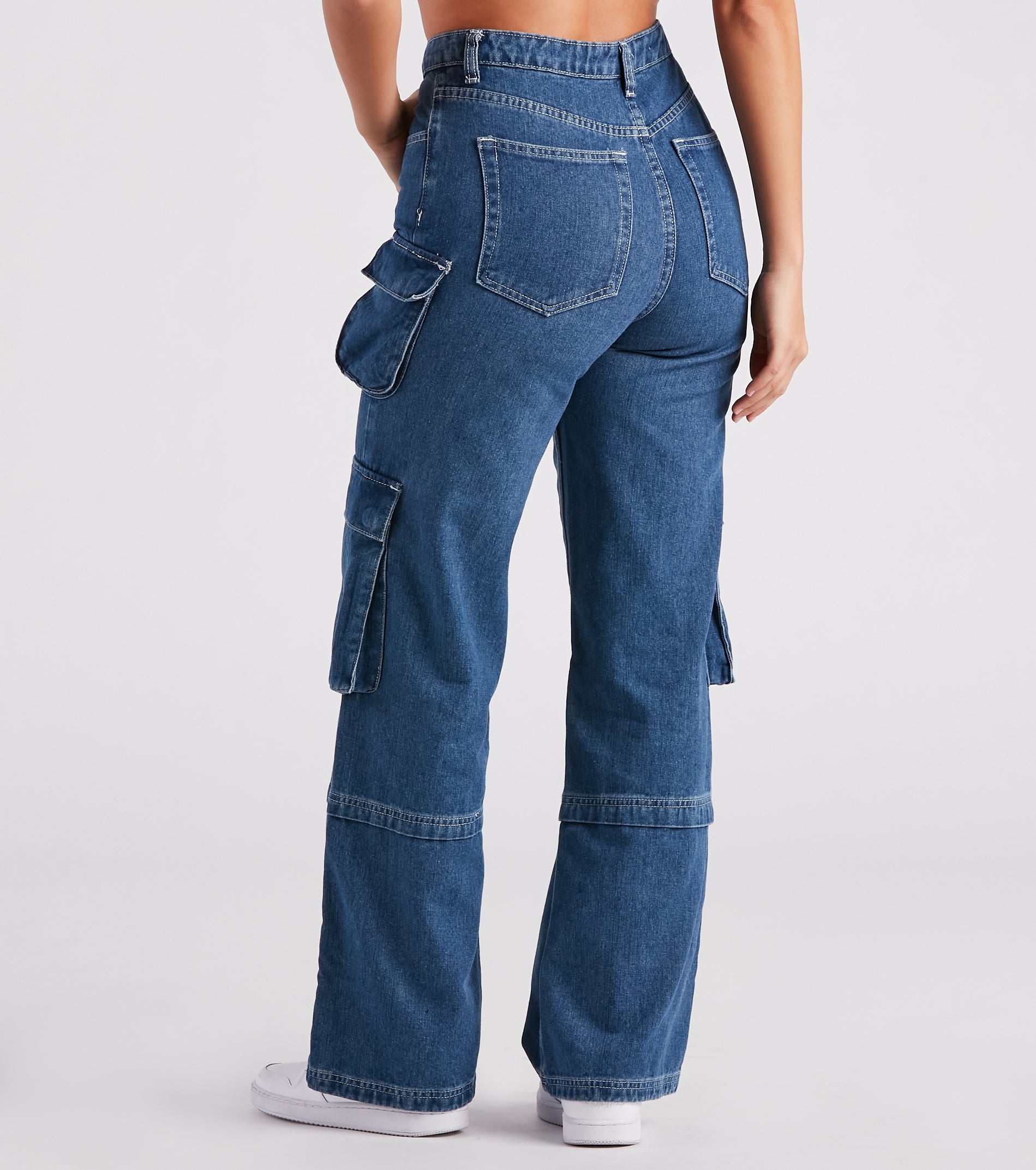 Streetwear Chick Mid-Rise Cargo Denim Jeans - Image 3