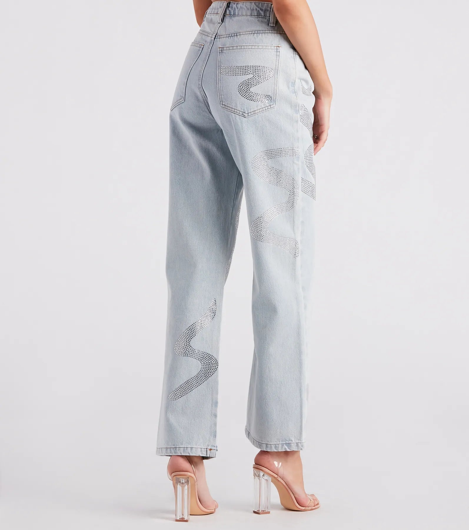 Blinged-Out Rhinestone Straight-Leg Jeans - Image 3