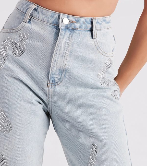 Blinged-Out Rhinestone Straight-Leg Jeans - Image 4