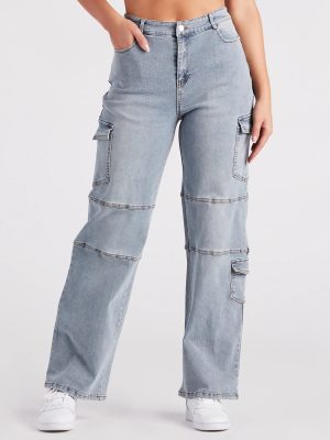 Straight To It High-Rise Cargo Denim Jeans