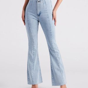 Cute Flare High Rise Denim Jeans