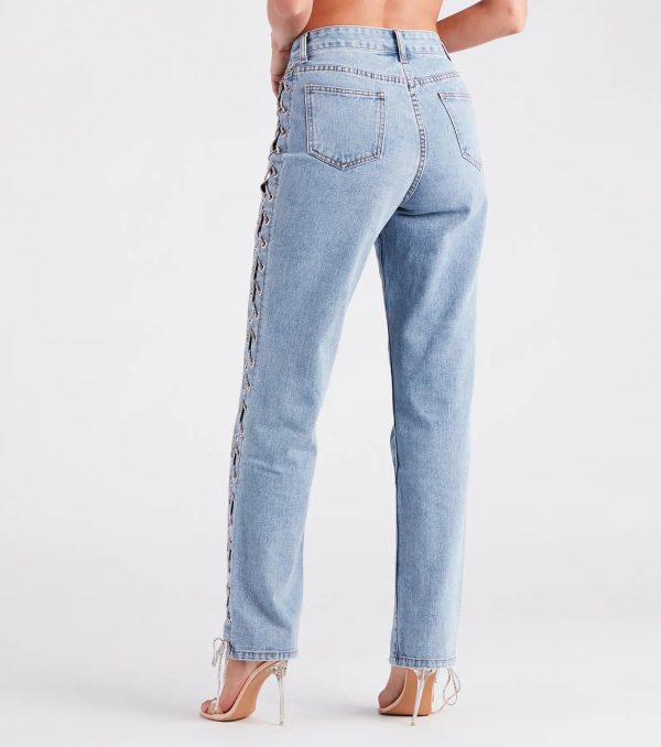 Glam Icon Rhinestone Lace-Up Jeans - Image 3
