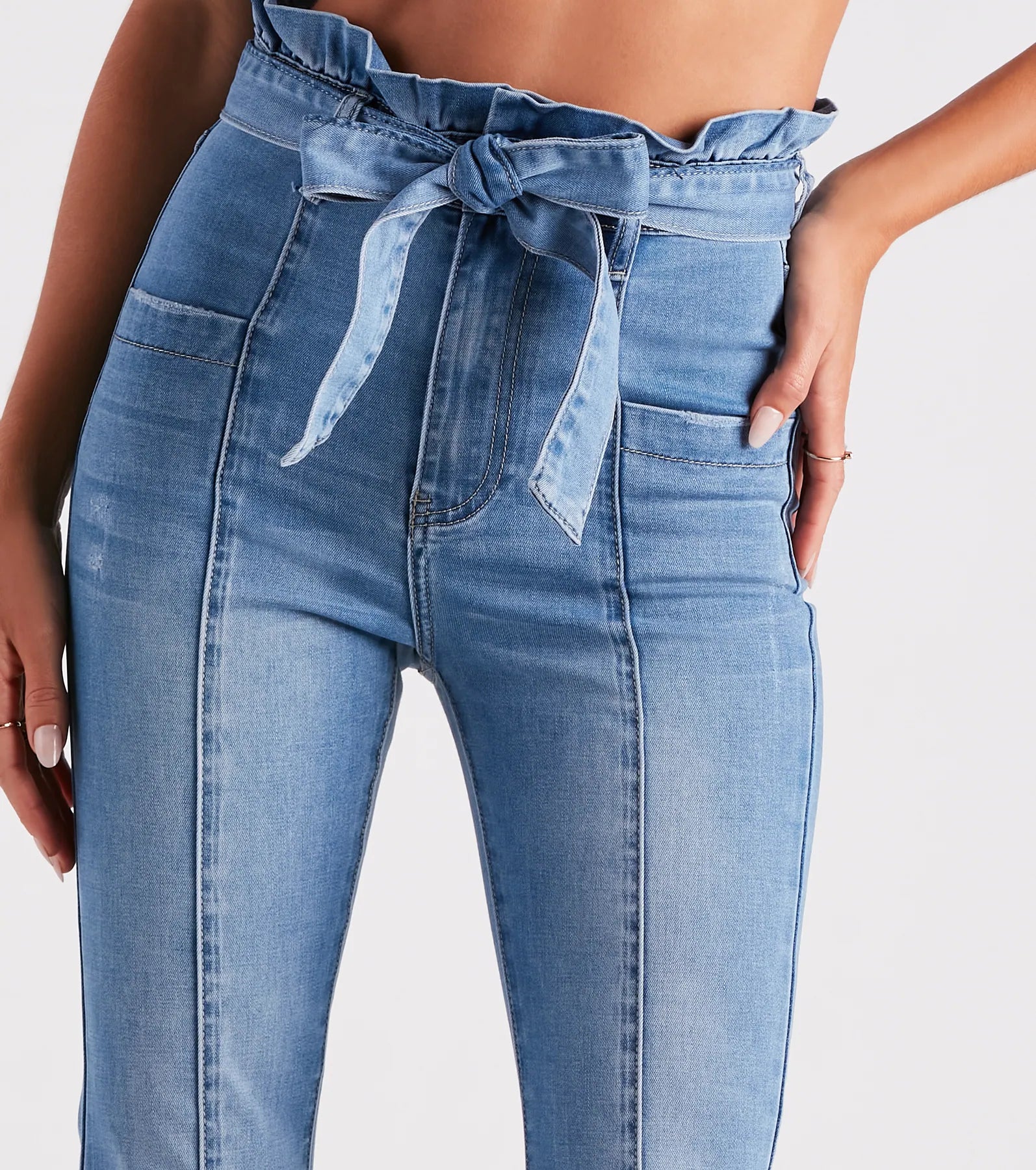 Pep Me Up Paperbag Flare Denim Jeans - Image 4