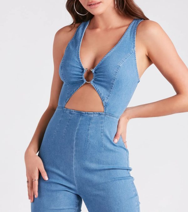 Retro Fab Flare-Leg Denim Jumpsuit - Image 4