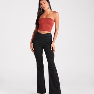 Snatched Style V-Cut Waist Flare Jeans