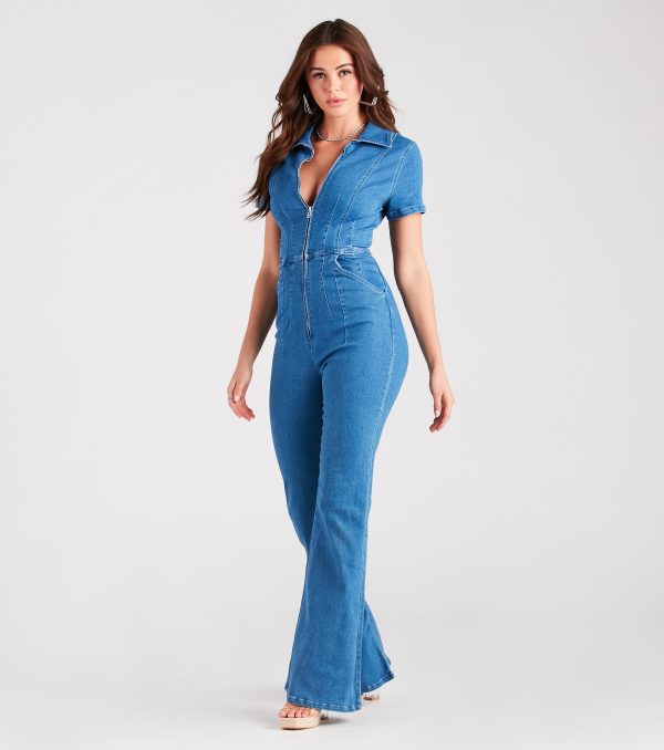 Style Goals Flared-Leg Denim Jumpsuit - Image 3