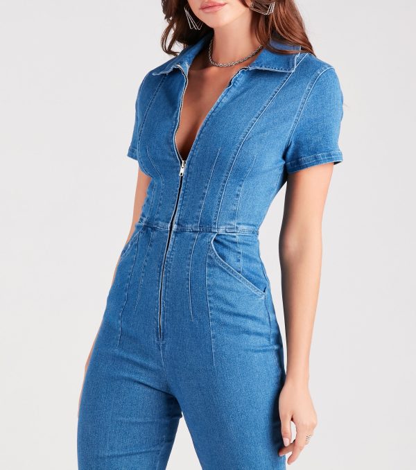 Style Goals Flared-Leg Denim Jumpsuit - Image 4