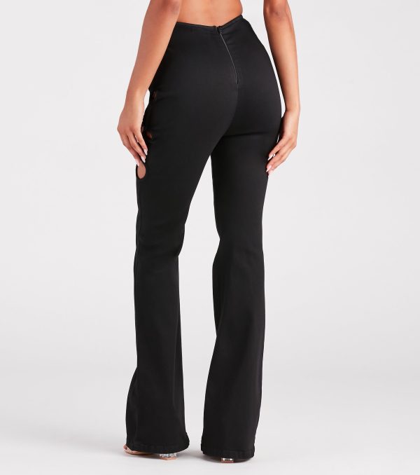 Stroll The City Mid Rise Lace-Up Flare Pants - Image 4
