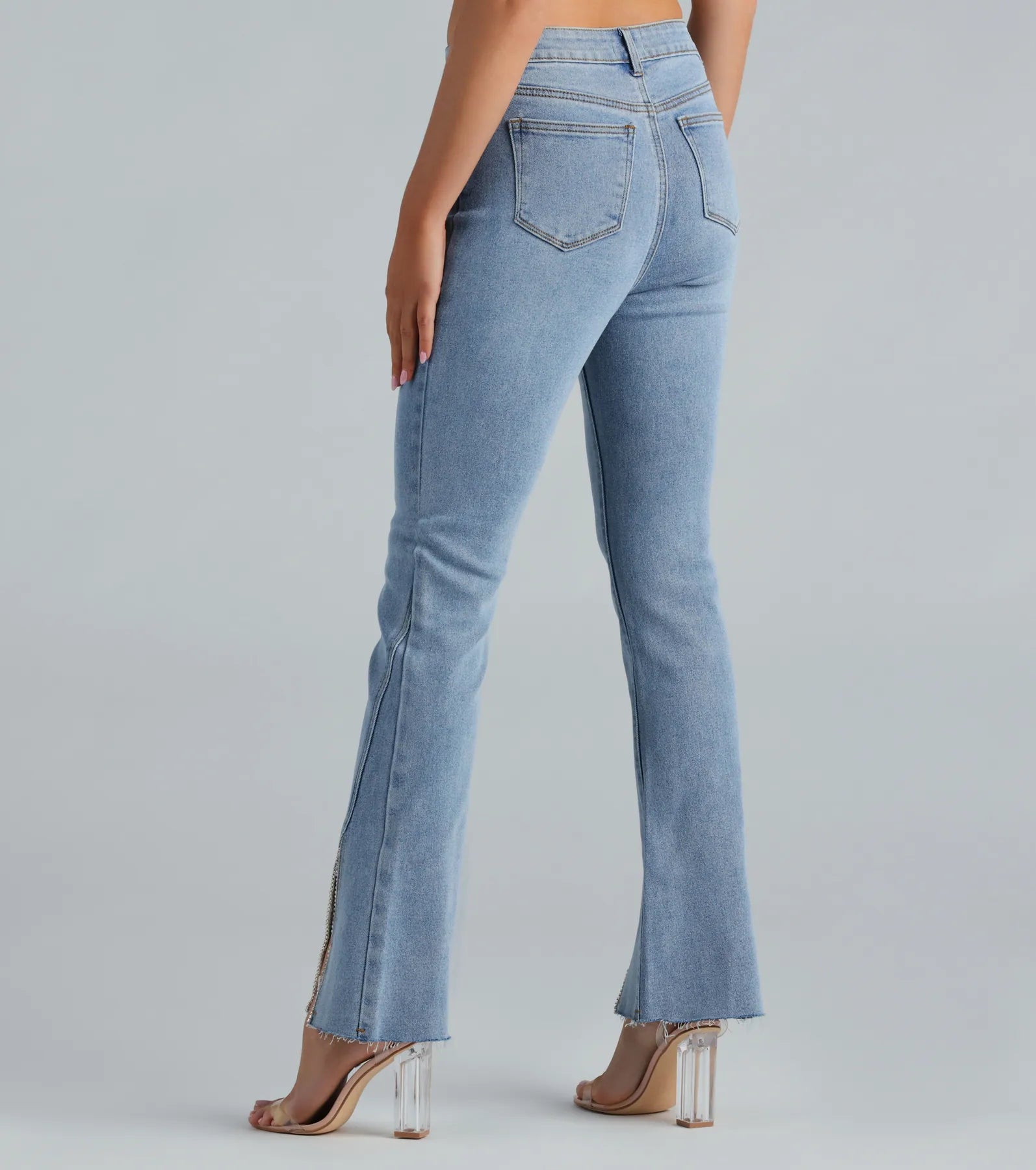 The Glam Treatment Rhinestone Flare Denim Jeans - Image 3