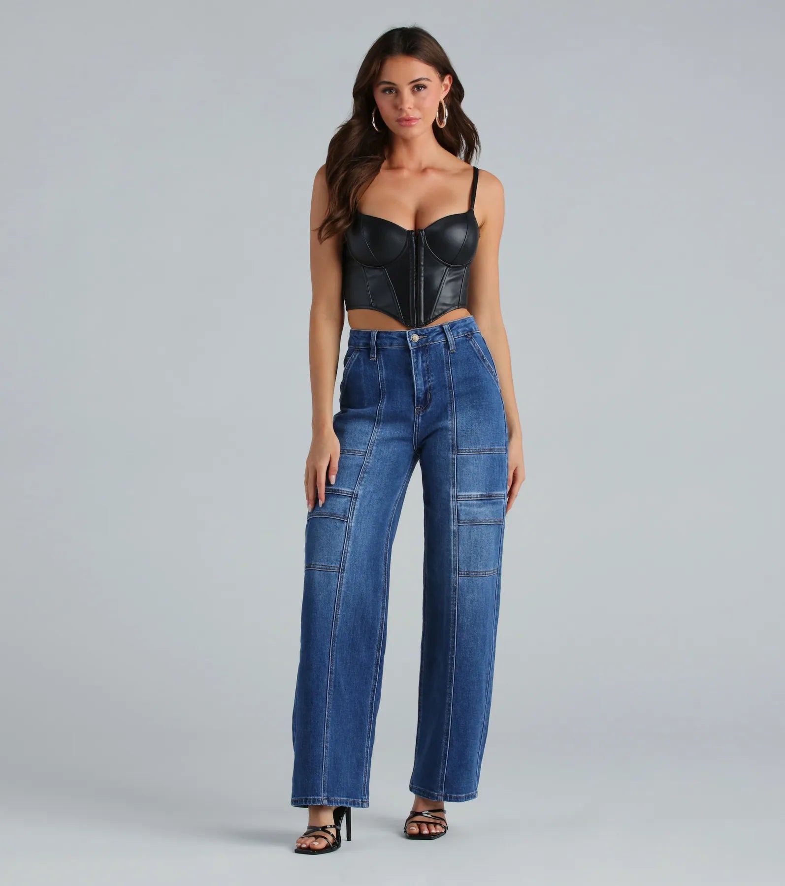Trish Mid-Rise Cargo Wide-Leg Jeans By Windsor Denim - Image 2