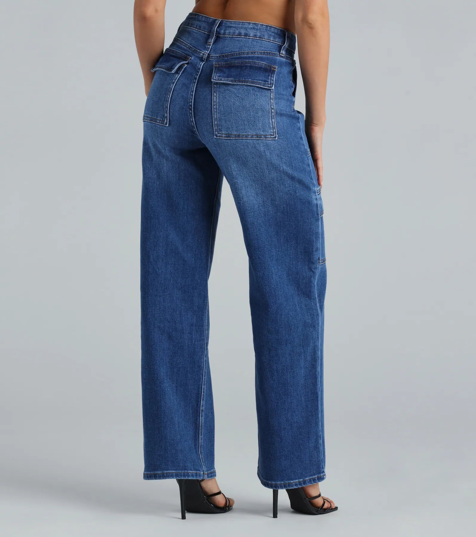 Trish Mid-Rise Cargo Wide-Leg Jeans By Windsor Denim - Image 3