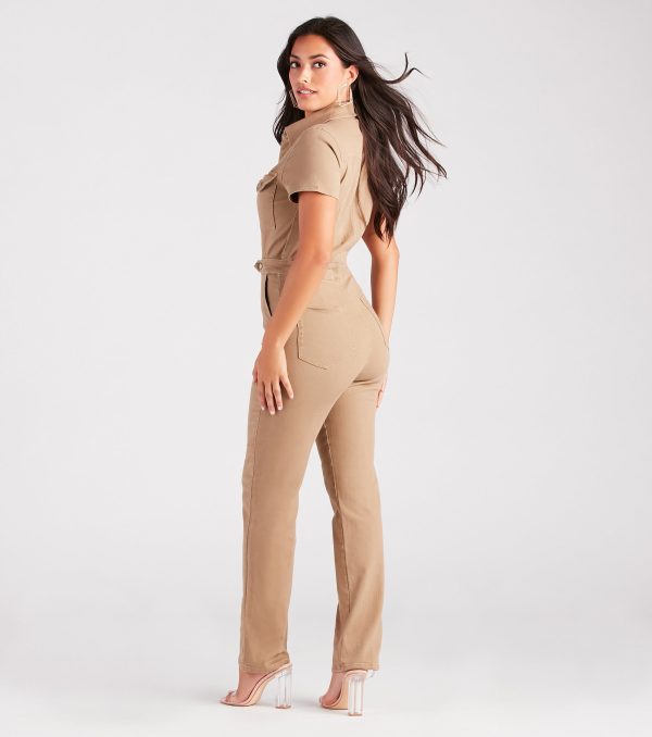 Casual-Cool Utility Denim Jumpsuit - Image 2
