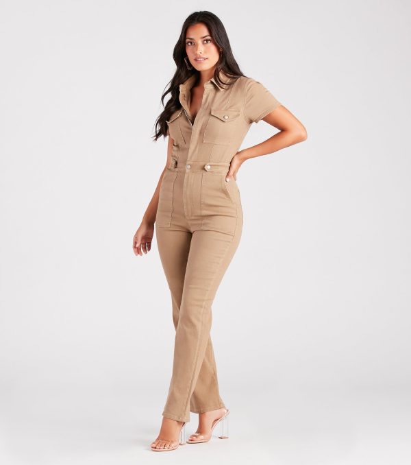 Casual-Cool Utility Denim Jumpsuit - Image 3