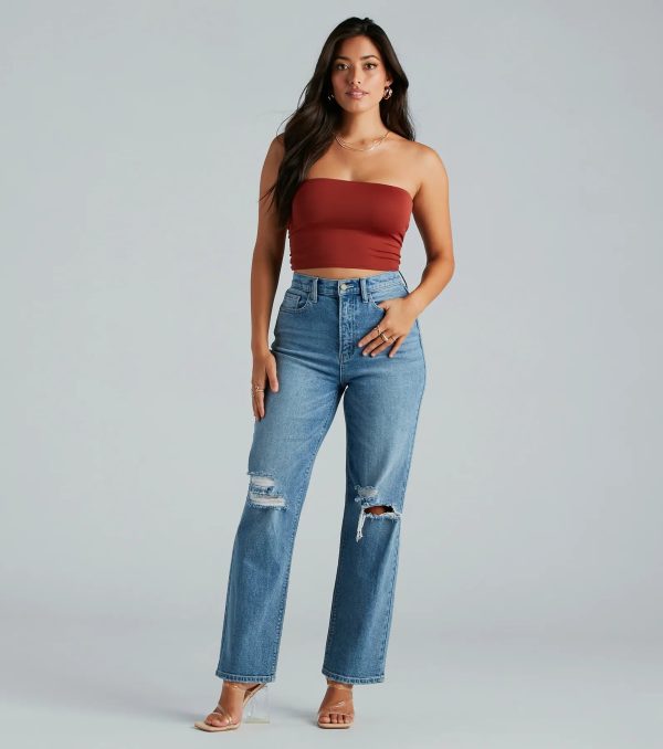Perfect Pair High-Rise Destructed Straight-Leg Jeans - Image 2