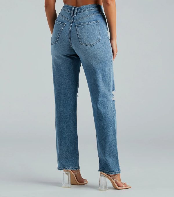 Perfect Pair High-Rise Destructed Straight-Leg Jeans - Image 3