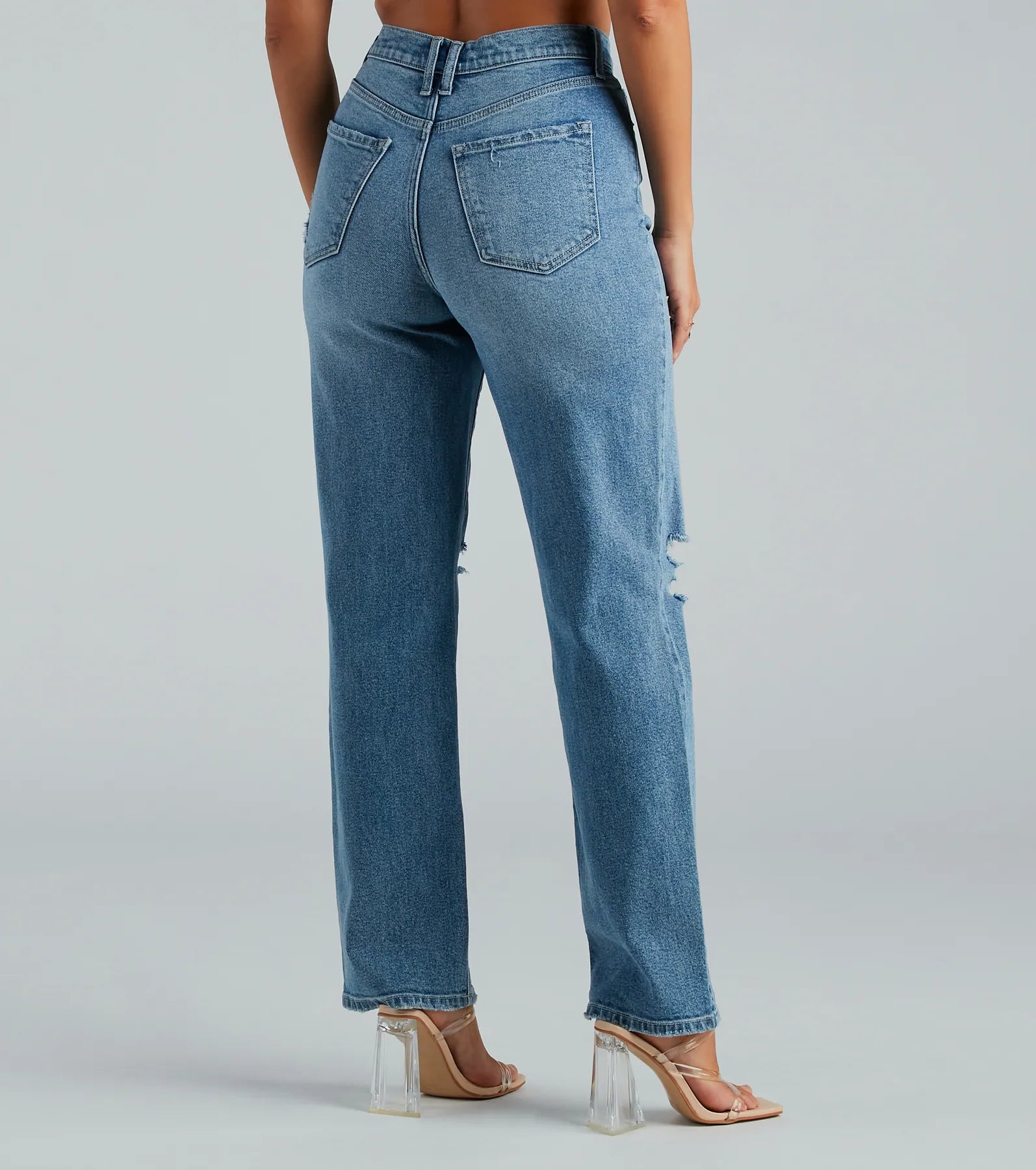 Perfect Pair High-Rise Destructed Straight-Leg Jeans - Image 3