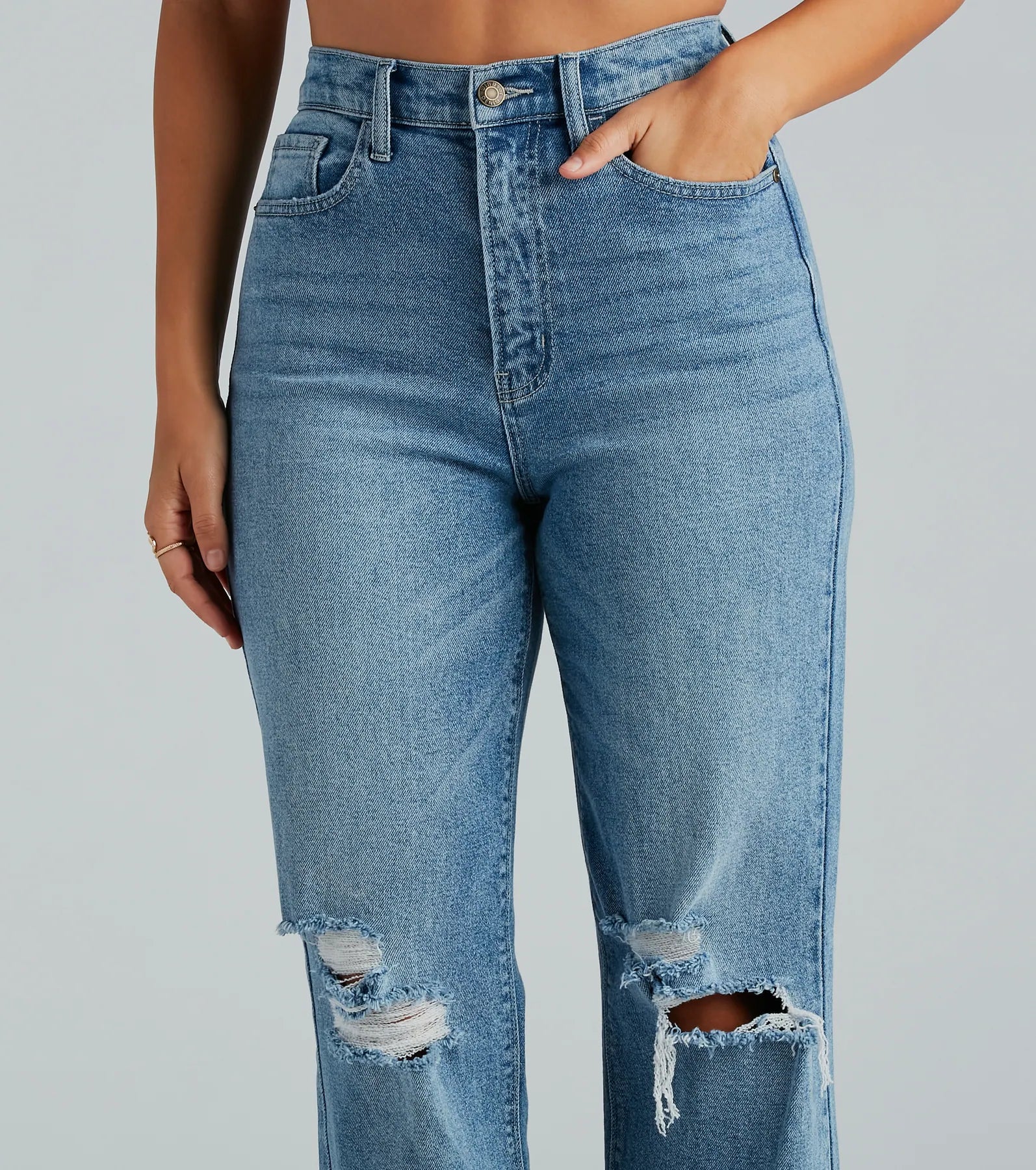 Perfect Pair High-Rise Destructed Straight-Leg Jeans - Image 4