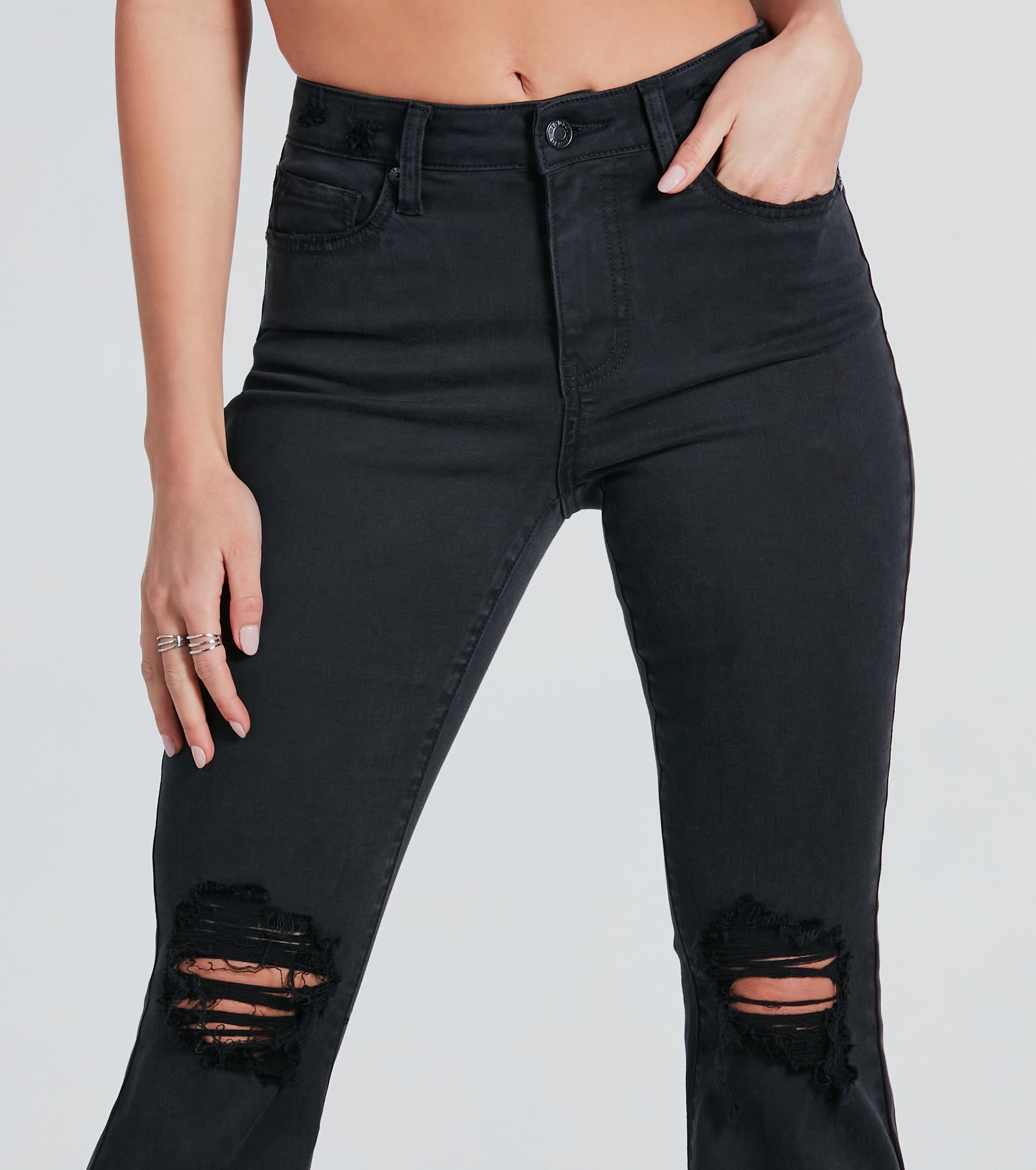 Bri High-Rise Destructed Flared Jeans by Windsor Denim - Image 4