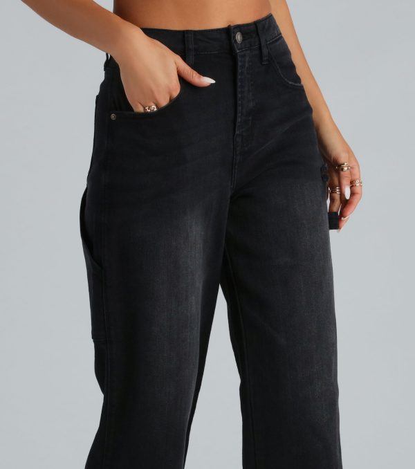 Trish Mid-Rise Carpenter Wide-Leg Denim Jeans - Image 4