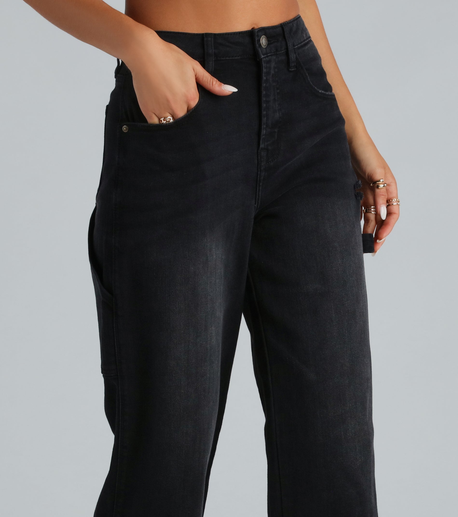 Trish Mid-Rise Carpenter Wide-Leg Denim Jeans - Image 4