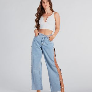 Glam Crush High-Rise Gemstone Denim Jeans