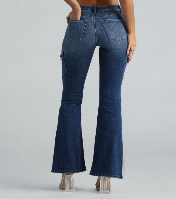 Major Flex High-Rise Cargo Flare Denim Jeans - Image 3