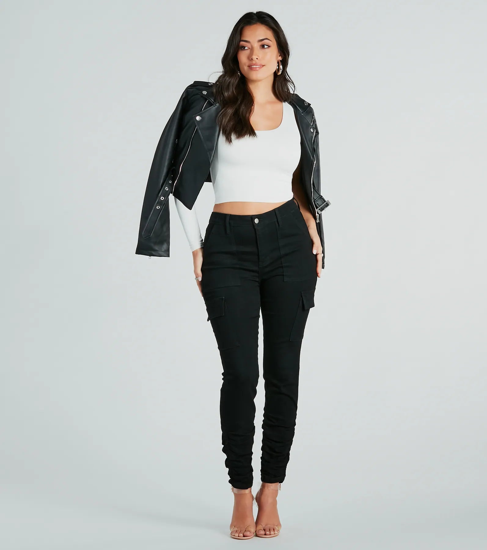 Effortless Vibe High-Rise Cargo Skinny Denim Jeans - Image 2