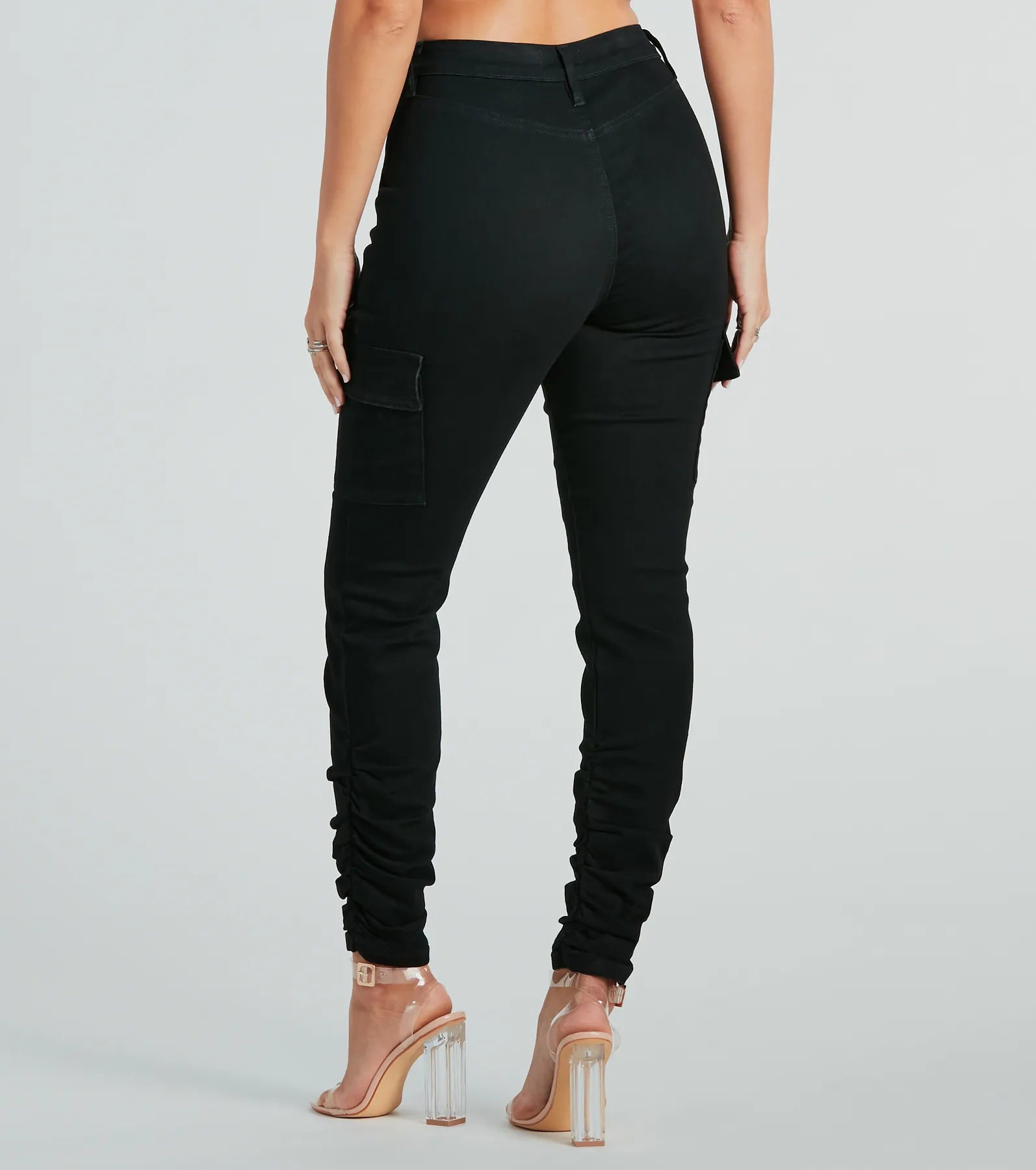 Effortless Vibe High-Rise Cargo Skinny Denim Jeans - Image 3