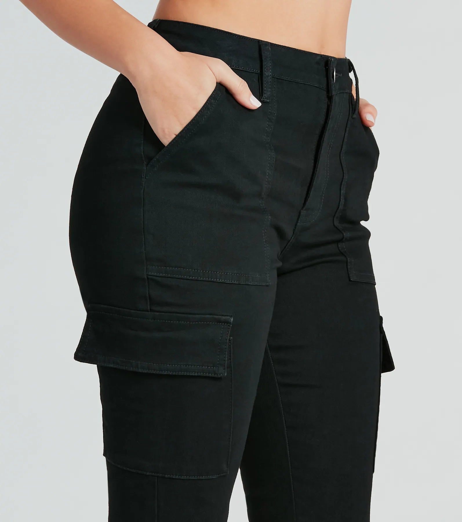 Effortless Vibe High-Rise Cargo Skinny Denim Jeans - Image 4
