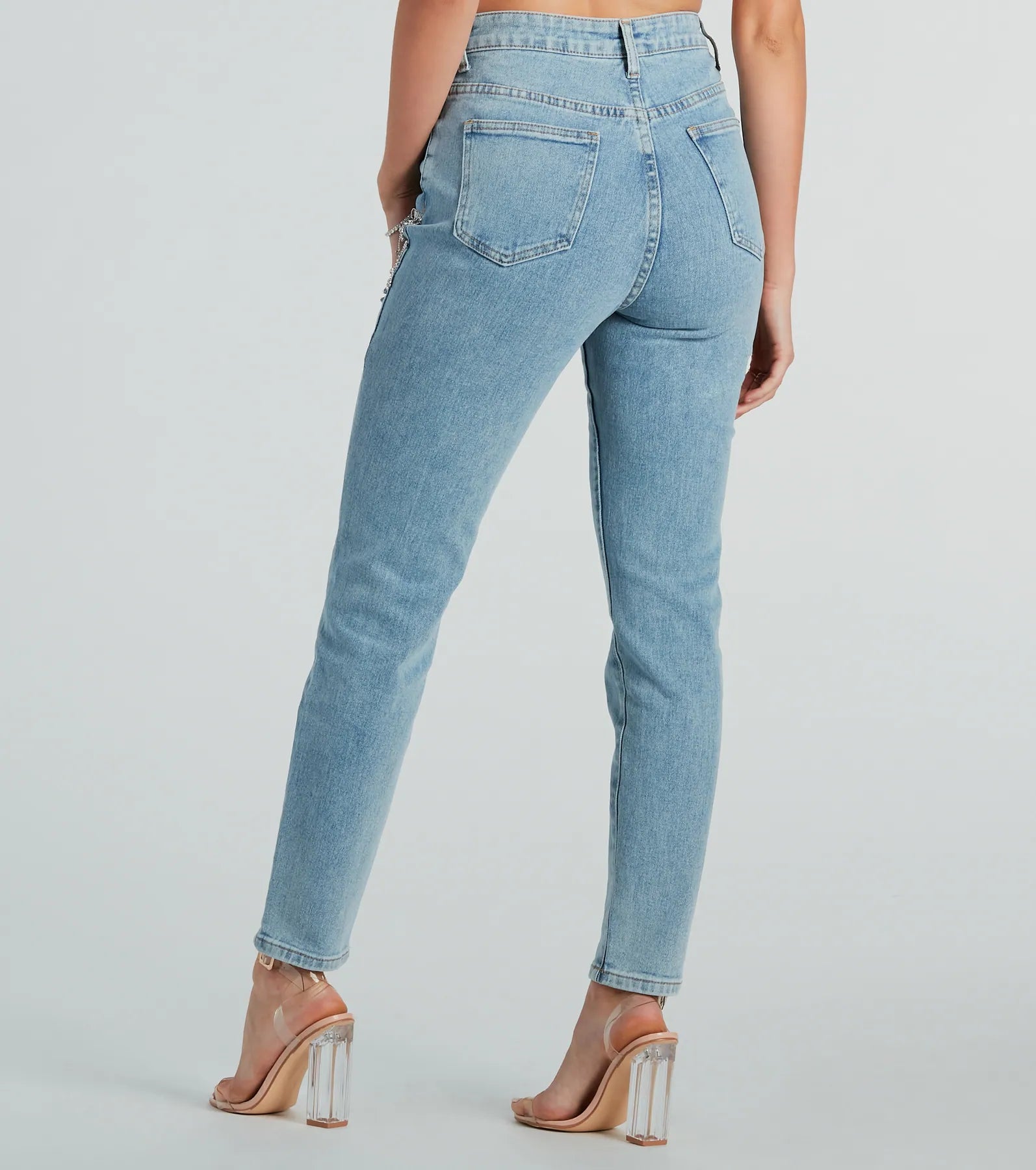 Big Time Sparkle Rhinestone Skinny Denim Jeans - Image 3