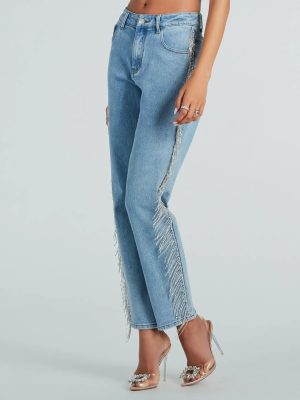 She Glistens High-Rise Rhinestone Denim Jeans