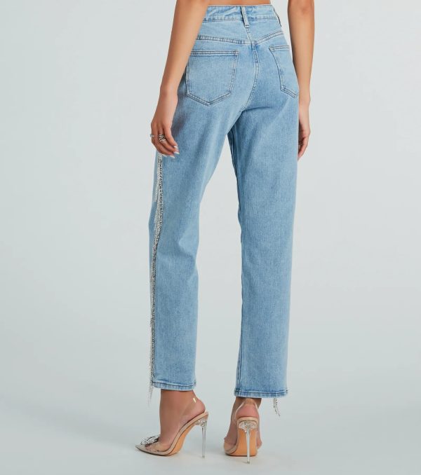 She Glistens High-Rise Rhinestone Denim Jeans - Image 3