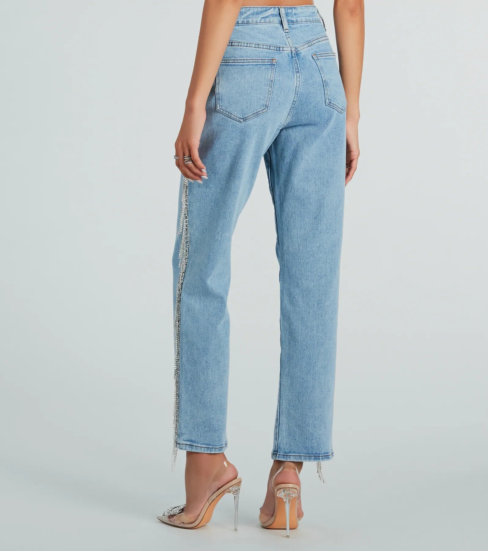 She Glistens High-Rise Rhinestone Denim Jeans - Image 3