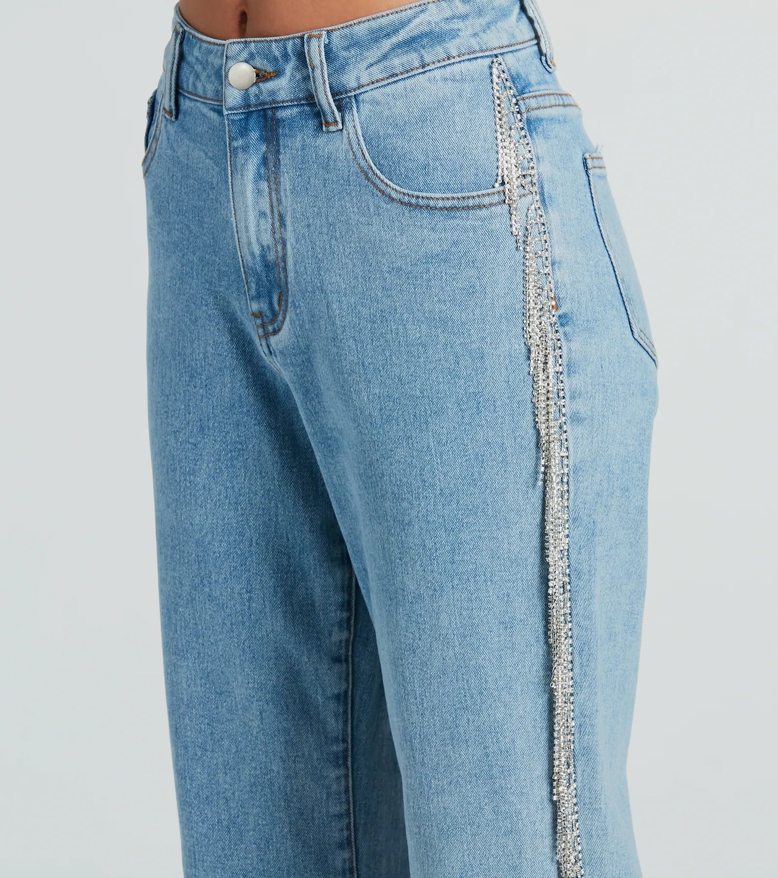 She Glistens High-Rise Rhinestone Denim Jeans - Image 4