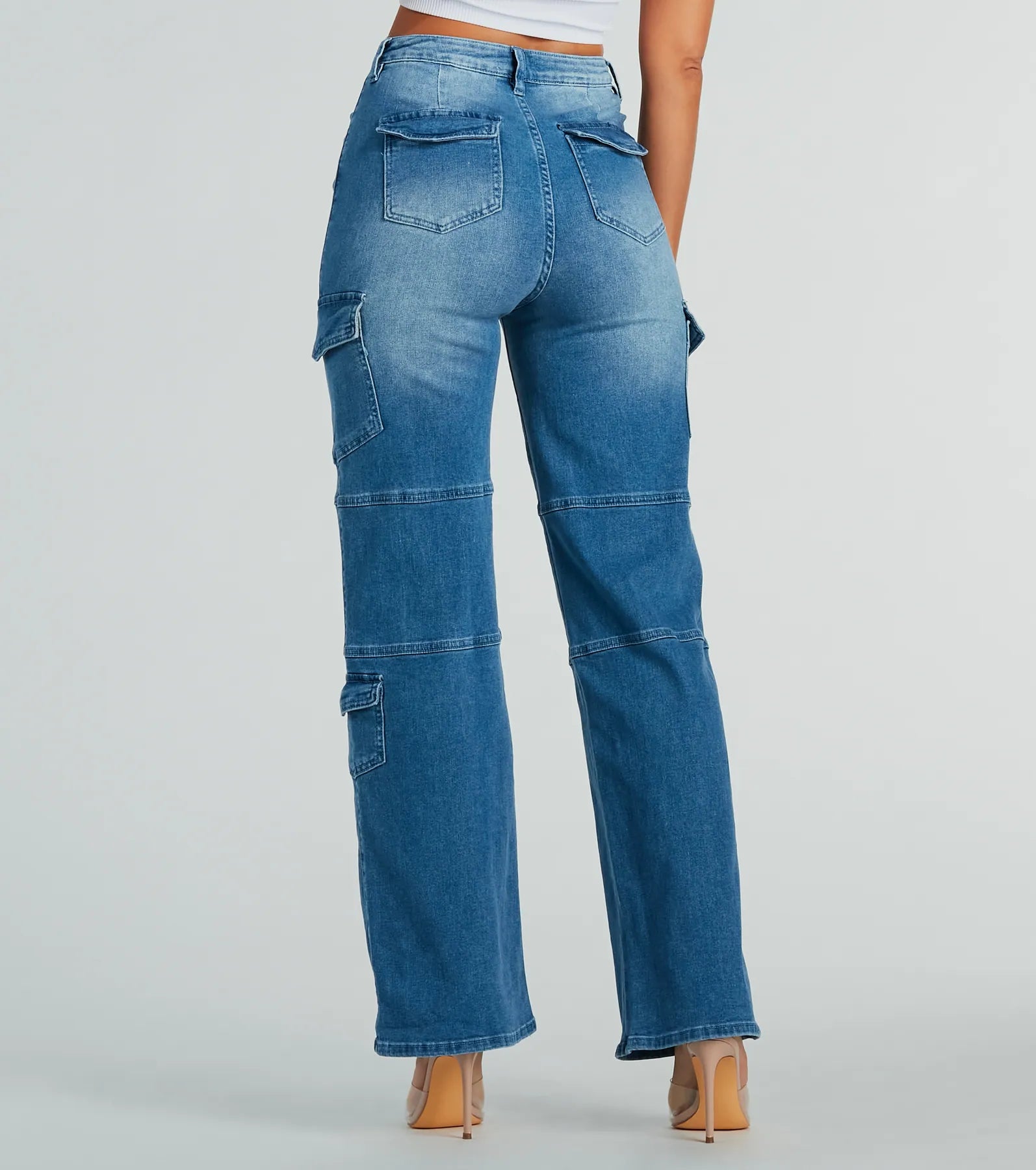 Cool Captured High Rise Cargo Denim Jeans - Image 4
