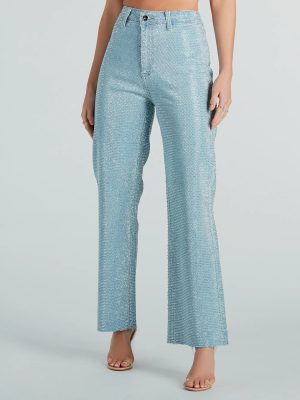 Icon Behavior Rhinestone Straight-Leg Jeans