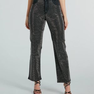 Rockstar Shine Rhinestone Straight-Leg Jeans