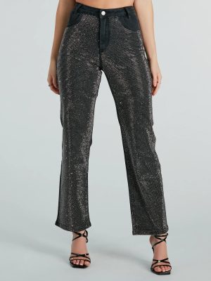 Rockstar Shine Rhinestone Straight-Leg Jeans