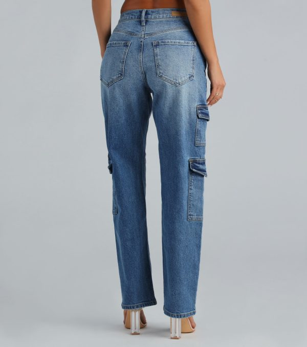 Mid-Rise Cargo-Style Baggy-Leg Jeans - Image 3